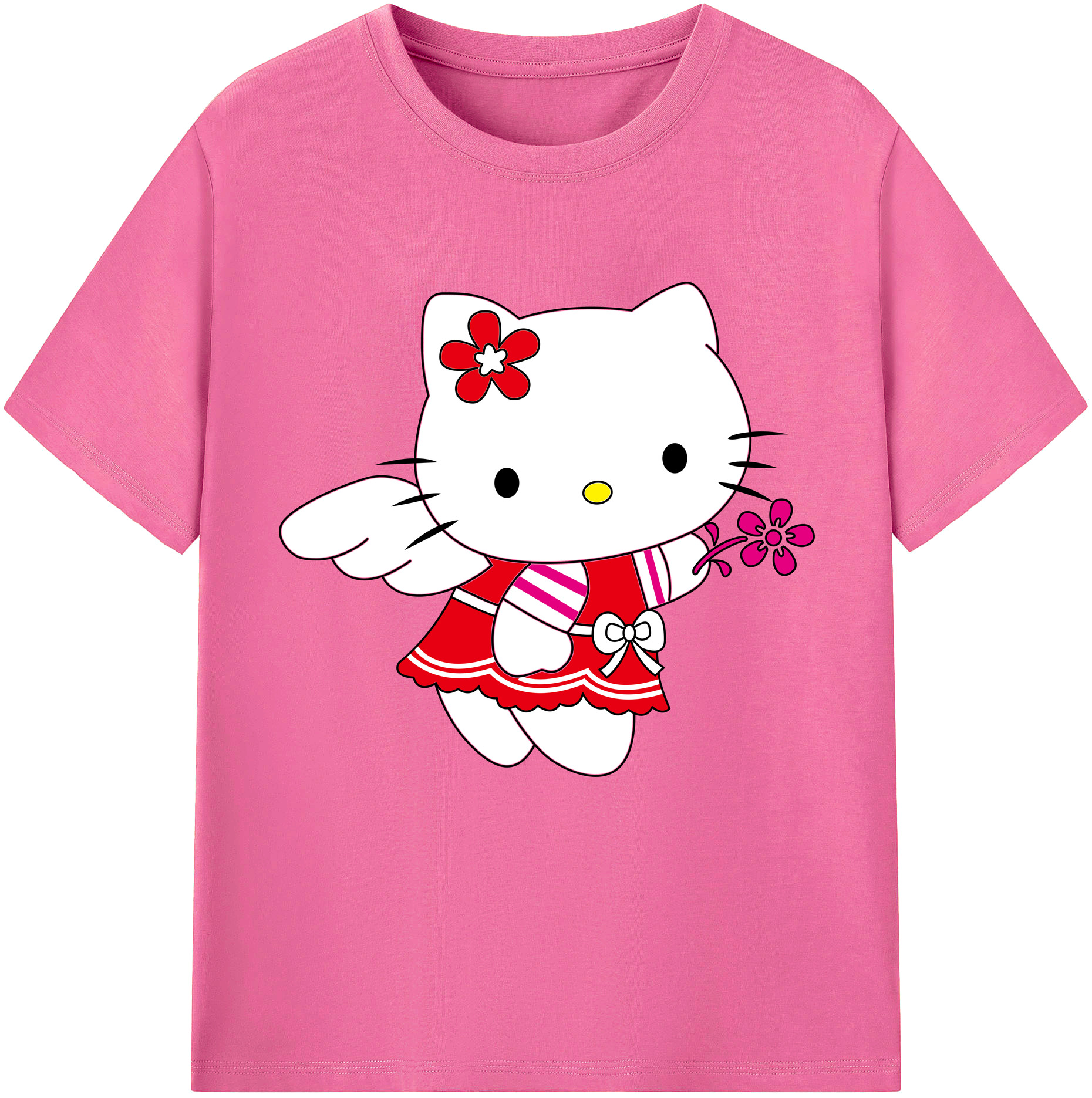 （画像用） Hello Kitty ハローキティ レディースカジュアルプリントTシャツ（綿100％）